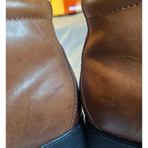 Brown Leather Kiltie Lace Up Ankle Boots Western Low Block Heel Booties - Picture 13 of 16